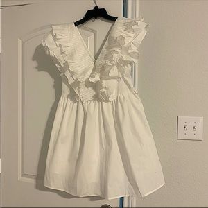 White Ruffle Dress - Size Large - Bride, Bachelorette, Bridal, Derby